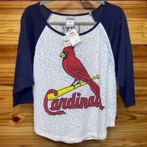 Victoria's Secret PINK x mlb cardinals limited edition leopard baseball tee NEW